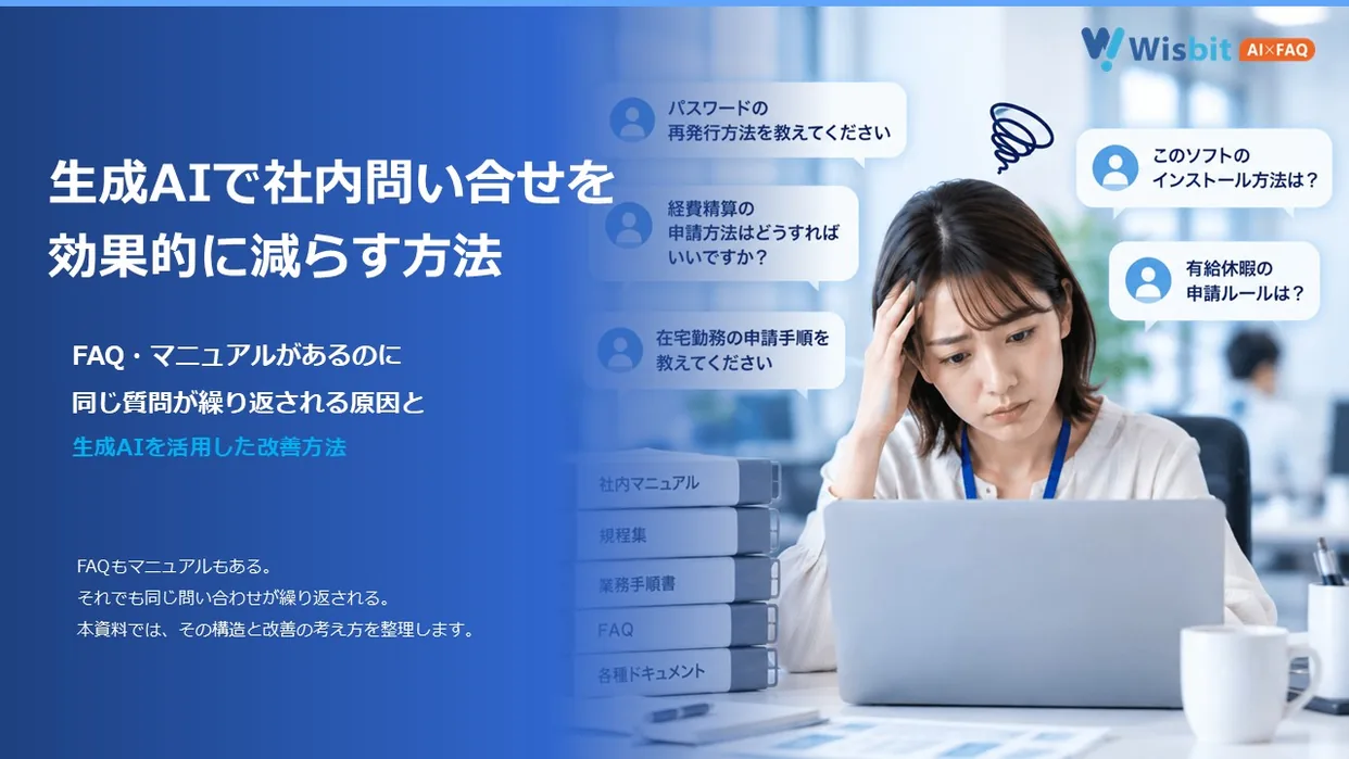 ホワイトペーパー表紙:生成AIで社内問い合わせを効果的に減らす方法